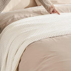 PHF Ultra Soft Waffle Weave Throw Blanket 50"x 60"- Washed Lightweight Breathable Cozy Woven Blanket for Bed - Aesthetic Decor for Couch Bedding Sofa Home Car - Coconut White