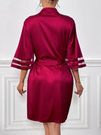 Ekouaer Women's Satin Robe Silk Kimono Bathrobe Bridesmaid Wedding Bridal Party Robes 3/4 Bell Sleeve Sleepwear S-XXL