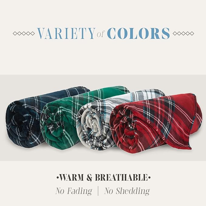 Elegant Comfort Luxury Velvety Feel Blanket, All-Season Lightweight Blanket, Ultra Plush, Soft, Cozy-Fuzzy Flannel Fleece for Couch, Sofa, Bed, Travel, Plaid Design, King/California King, Burgundy