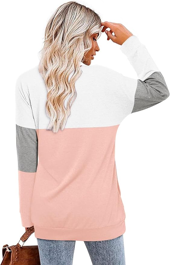 Magritta Women's Long Sleeve Leopard Color Block Tunic Comfy Crewneck T Shirt Tops Black XL