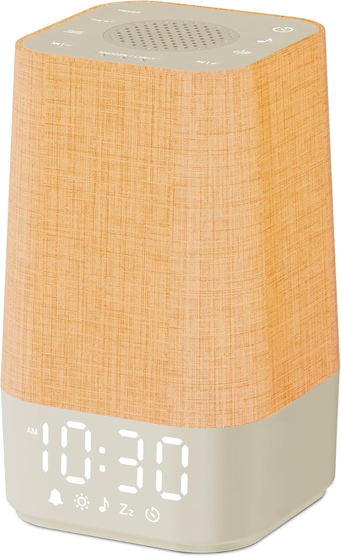 10-60 Mins Simulate Sunrise Alarm Clock: Gentle Wake Up Light with 12 Brightness, 30 Volume, Bright & Loud Enough for Heavy Sleepers - White Noise Machine with 30 Soothing Sounds, Ease of Use