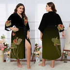 Kihnop Women's Floral Long Kimono Robe Long Satin Robe Long Silk Robe Ladies Kimonos Silky Bathrobe Cover Up, One Size