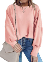 Nirovien Womens Oversized Crewneck Sweatshirt Side Slit Long Sleeve Pullover Slouchy Fit Tops