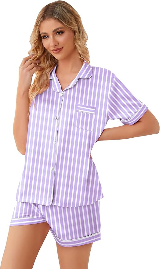 Girls & Womens Satin Pajamas Set, Silk Button-Down Sleepwear 2 Piece Nightwear, 3 Years - Women XXL