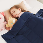 CuteKing Weighted Blanket (7lbs, 40"x 60", Navy Blue) Heavy Blanket for 90-100lbs, Weighted Blanket for Cooling & Heating with Premium Glass Beads, Thick Blanket All-Season