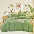Cottonight Sage Velvet Comforter Set Full Light Green Fluffy Flannel Bedding Set Winter Plush Blanket Quilts Soft Thick Warm Grass Green Comforter Set for Women Men Full Bed