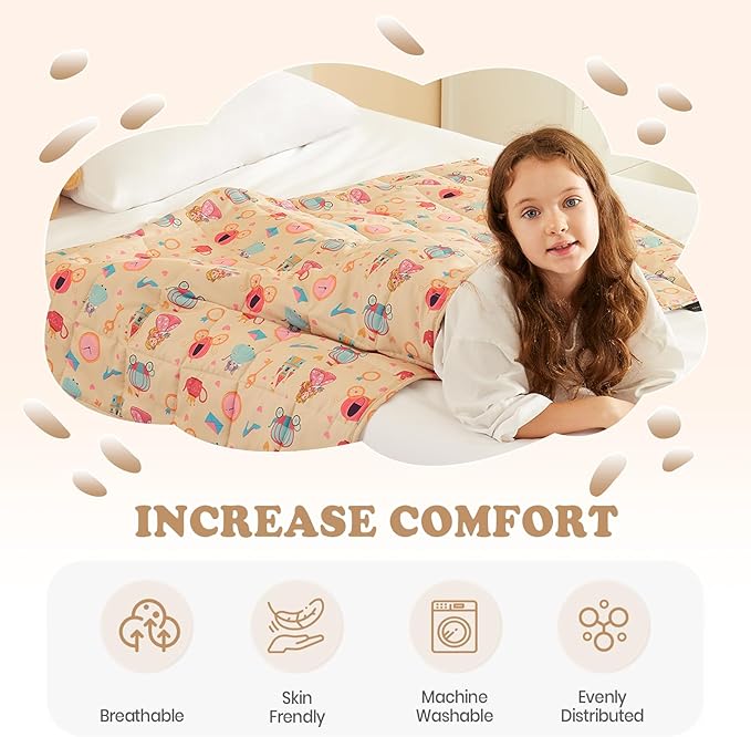 HOSUKKO Weighted Blanket - 5 lbs Beige Princess Heavy Blanket - Breathable Blanket(36 * 48 inches, 5 lbs)