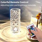 Crystal Lamp, Touching Control Table Lamp 16 Color Changing LED Rose Diamond Lamp River Silver Nightstand Night Light for Bedroom, Home Office, Bar Party, Christmas, Birthday Gifts (Large)