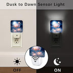 Tropical Bird Night Lights Plug Into Wall, Tropical Serene Water Lily Moon Summer Peach Led Night Lights Plug Into Wall Outlet for Guest Room Basement Office Decor 1pcs