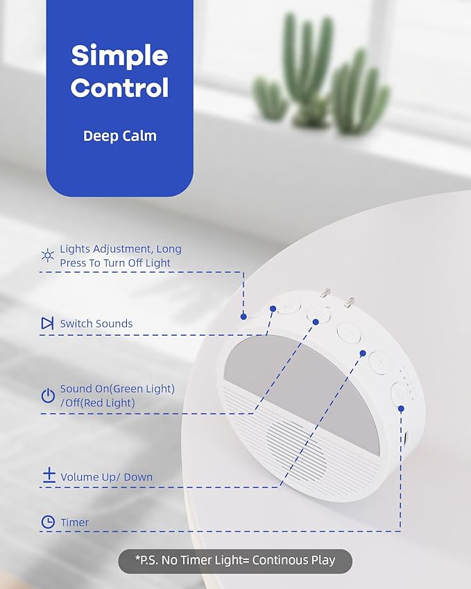 Sunset Scene White Noise Sound Machine, Wall Plug in White Noise Machine for Office Privacy & Noise Canceling, Portable Sound Machine with Light for Bedroom, Office, Clinic, Corridor, 3 Pack