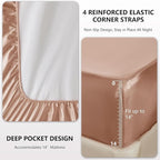 CozyLux Satin Sheets Full Size Sheets - 4 Piece Silky Full Size Bed Sheets, Luxury Salmon Pink Full Bed Set with Smooth and Soft Microfiber, Includes 1 Fitted Sheet, 1 Flat Sheet and 2 Pillowcases