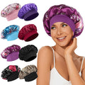 8Pcs Satin Bonnet Silk Bonnet, Hair Bonnet for Sleeping, Elastic Wide Band Silk Sleep Cap, Soft and Breathable