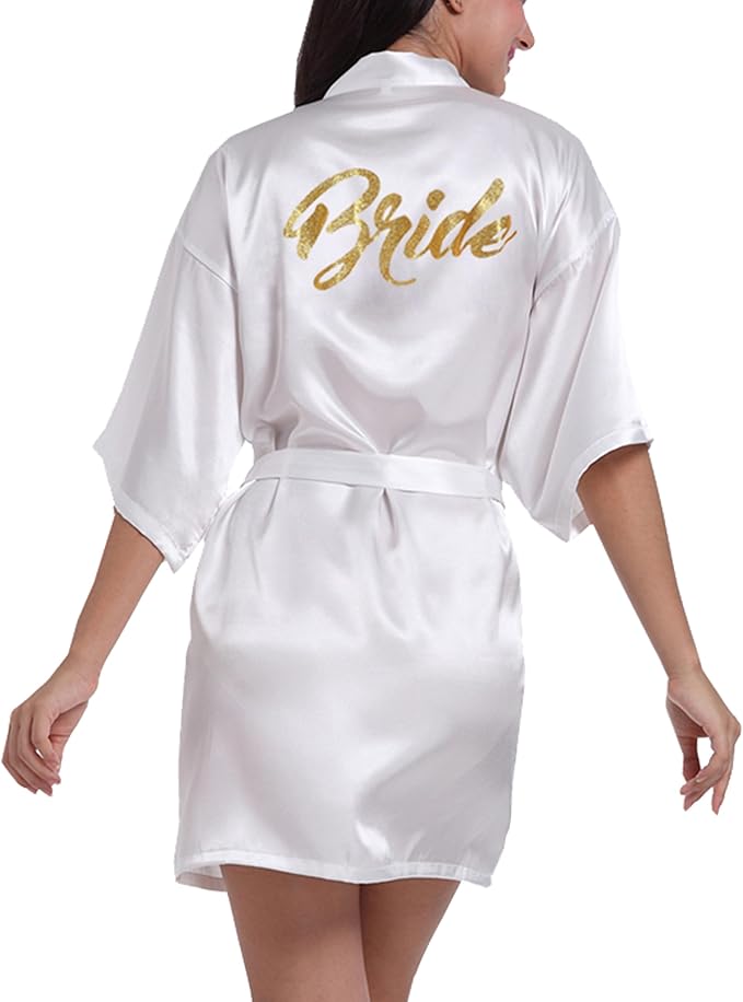 QXQTER Peony Floral Silky Satin Robe Wedding Bridal Party Bride Bridesmaid Robes for Women Dressing Gown Kimono Robe