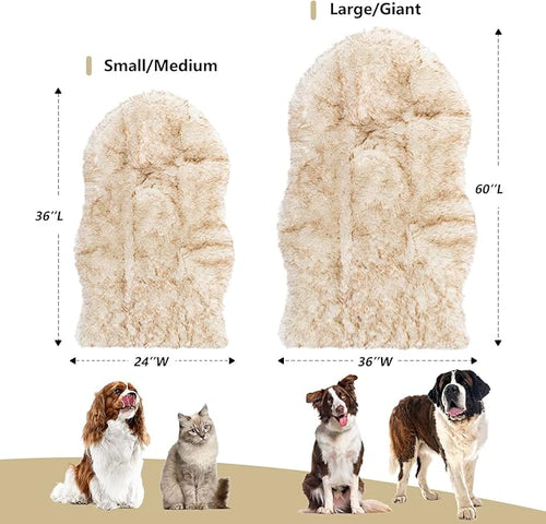 Asrug Soft Faux Fur Pet Mat Plush and Fluffy Dog Rug Ultra Cozy Pet Throw Rug for Dogs Cats, Luxury Soft Faux Sheepskin Chair Cover Seat Dog Rug Bed Shag Fur Area Rugs, Brown & White, 3ftx5ft