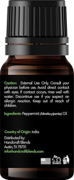 Handcraft Blends Peppermint Essential Oil – 0.33 Fl Oz – 100% Pure and Natural – Premium Grade Essential Oil for Diffuser and Aromatherapy, Skin, Massage, Candle and Soap Making Fragrance