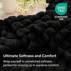 BEDELITE Black Throw Blanket King Size for Bed- Super Soft and Warm 3D Checkered Fluffy Fuzzy Fleece Blanket, Luxurious Plush Cozy Blanket for Room Decor Fall and Winter, 108x90 inches