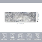 2x8 Washable Non-Slip Hallway Runner Rug – Modern Coastal Abstract Neutral Stain-Resistant Low-Pile Carpet Runner for Kitchen Entryway Bedroom Bathroom (Blue Gray,2x8)