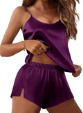 Ekouaer Silk Pajamas Set for Women Satin Lingerie Pjs Cami Top and Shorts Soft 2 Piece Nightwear