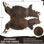 AROGAN Western Decor Faux Fur Cowhide Rug, 5.2x6.3 Feet Premium Animal Skin Cow Hide Rug, Sturdy Cow Print Rugs for Wall Decor, Western Floor Carpet for Bedroom Living Room, Black and Brown