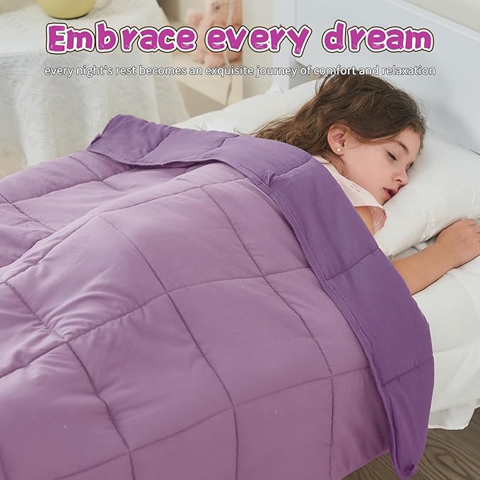 Purple Weighted Blanket Kids 3lbs, 36"x48", Cooling Heavy Throw Blanket for 20-40lbs, Microfiber Soft Thick Big Blankets Weighted Comforter Breathable Gift for Sleeping