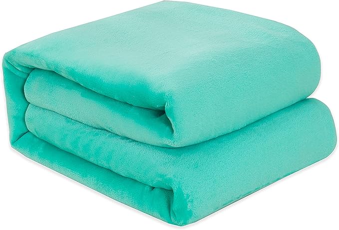 Elegant Comfort Luxury Velvety Feel Blanket, All-Season Lightweight Blanket, Ultra Plush, Soft, Cozy-Fuzzy Flannel Fleece for Couch, Sofa, Bed, Travel, Solid Design, Twin/Twin XL, Tiffany