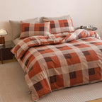 CLOTHKNOW Rust Khaki Plaid Twin Comforter Set Gingham Buffalo Bedding Comforter Sets Checker Comforter Soft Lightweight Fluffy