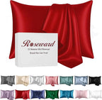 Red Silk Pillow Cases for Hair and Skin Made in USA, 100% Mulberry Silk Pillowcase for Women, King Size with Zipper, Organic, Cooling, Anti Acne, Anti Wrinkle, 1 Pc 20"x36" (King, Red)