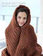 YnM Chunky Throw Blanket, Medium-Weight, Hand Knitted, Skin Friendly, Ventilated and Breathable, Machine Washable, Home Décor Piece for Couch, Sofa and Bed (Brown, 40x50 Inch)