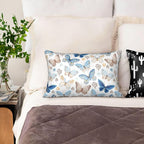 Vintage Blue Brown Butterfly 1 Pack Satin Pillowcase for Hair and Skin Floral 1 Pack Satin Pillowcase with Hidden Zipper Soft Breathable Cooling Pillow Cover King Size for Bedroom Sofa 20”x36”
