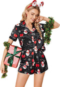 Ekouaer Womens Silk Satin Pajamas Set Short Sleeve Sleepwear Button Down Loungewear 2 Piece Pjs Shorts Set S-5X Plus Size