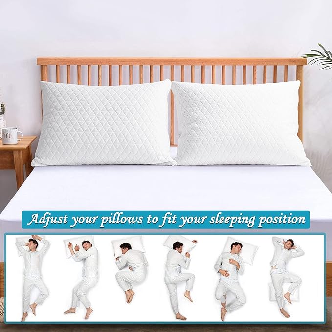 KEYOOHOME Shredded Memory Foam Pillows for Sleeping,Bed Pillows King Size Set of 2 Pack Cooling Adjustable,Good for Side and Back Sleeper with Washable Removable Cover