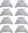 IR Imperial Rooms 8 Pack Quilt King Size Bedding (106" x 96") - Bulk Wholesale for Hotels, Guest Bedroom & Airbnbs - Lightweight Microfiber Reversible Embossed Quilts Bedspread (Silver)