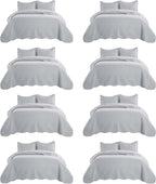 IR Imperial Rooms 8 Pack Quilt King Size Bedding (106" x 96") - Bulk Wholesale for Hotels, Guest Bedroom & Airbnbs - Lightweight Microfiber Reversible Embossed Quilts Bedspread (Silver)