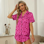 SAPJON Satin Silk Pajamas for Women 2Pcs Ruffle Notch Collar Sleepwear Button Down Short Sleeve Shorts Pjs Set Loungewear