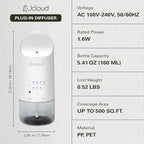 JCLOUD Plug in Diffuser Covers Up to 500 Sq. Ft. for Home, Office, Spa – Waterless Scent Diffuser Starter Kit with Royal Serenity Essential Oil Inspired by Luxury Hotel 140mL, White