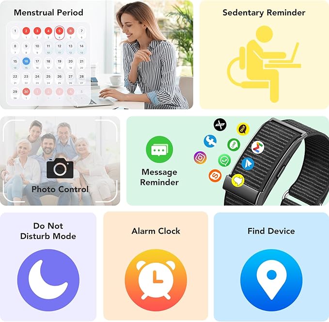 Health Activity Fitness Trackers, 2025 Wearable Smart Bracelet, 120+ Sport Modes Smart Band, All-Day Continuous Heart Rate Blood Pressure Stress HRV Monitor, 24H Sleep Tracker with Free App