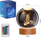 Large 3D Owl Crystal Ball Night Light, Figurines in Crystal Lamp 16 Color Changing with Remote Control for Bedroom Decor, for Teens Boys and Girls, Owl