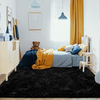Jelymark Super Soft Shaggy Rug for Bedroom, 4x5.9 Feet Fluffy Carpet for Living Room, Fuzzy Indoor Plush Area Rug for Home Decor, Furry Floor Rugs for Dorm, Kids Nursery Rug for Girls, Black
