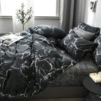 CLOTHKNOW Black Marble Queen Comforter Set Black Bedding Comforter Sets Black White Abstract Comforter Queen Men Women Queen Size Comforter Sets
