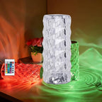 16 Colors Rose Rays Crystal Diamond Table Lamp, Touch Control Acrylic Column Light with Remote, Type-C Rechargeable, 360 Degree Transparent Shade for Bedroom Desk Décor (1, Small)