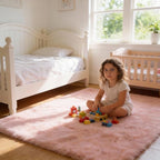 Shag Pink Rug, Rugs for Bedroom Girls Kids Room, 4x6 Ultra Soft Fluffy Area Rugs for Drom, Kids Room, Nursery, Study, Playroom, Easy Clean, Indoor Carpet for Living Room, Modern Carpet Décor