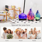 Porseme 500ml Glass Essential Oil Diffuser Aromatherapy Ultrasonic Cool Mist Humidifier 15-21 Running Hours Waterless Auto-Off Air Diffusers for Sleeping Yoga Working Spa(Deep Blue)