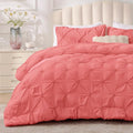 BEDELITE Coral King Size Comforter Set - 3 Pieces Boho Pintuck Bedding Comforter Sets, Lightweight Soft & Warm King Bedding Set with 2 Pillowcases for All Season