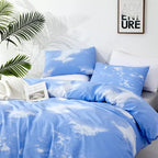 CLOTHKNOW Blue Sky 3Pcs Bedding Set - Twin Comforter Set with 2 Pillowcases, Cotton Microfiber, Cloud Design, Unisex, All Seasons, Machine Wash