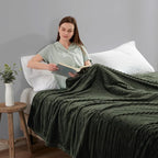 Nestl Green Blanket Queen Size for Bed - Cozy Warm Fuzzy Blankets for Women, Plush Large Fleece Throws for Girls - Olive Green, 90 x 90 Inches