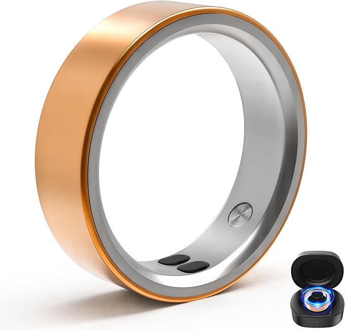 Smart Rings for Women Men,Sleep Tracking Wearable,Fitness Tracker Ring with Step/Heart Rate/Blood Oxygen/Distance/Calorie,Clock Vibration,No Subscription Fee,5ATM Waterproof, iOS&Android(Rose Gold7)