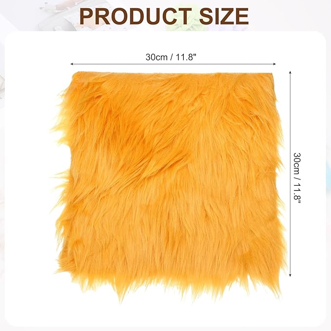 PATIKIL 12" Locker Rug, Small Area Rug Mini Faux Fur Rugs Small Locker Carpet Soft Fluffy Tiny Photography Props Square for Nail Photo Tabletop Background Picture Decoration, Gold Tone