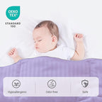 ZPECC Toddler Down Alternative Comforter, 39x47 Hypoallergenic Baby Blanket Quilt, Soft Breathable Lightweight All Season Kids Duvet Insert for Crib Stroller Cot Daycare, Purple Stripe