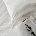 White King Size Satin Pillowcases Set of 2 for Hair and Skin,White Silk Pillowcase Breathable Pillowcase with Envelope Closure