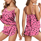 Ekouaer Silk Pajamas for Women Satin Cami Pjs Set V Neck Camisole Shorts Set Adjustable Strap Sleepwear